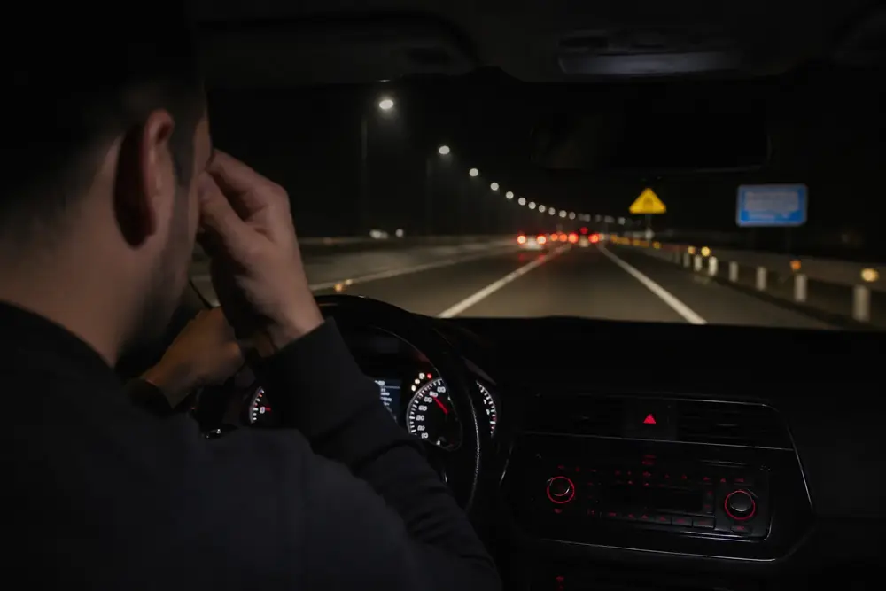 Conductor cansado al volante