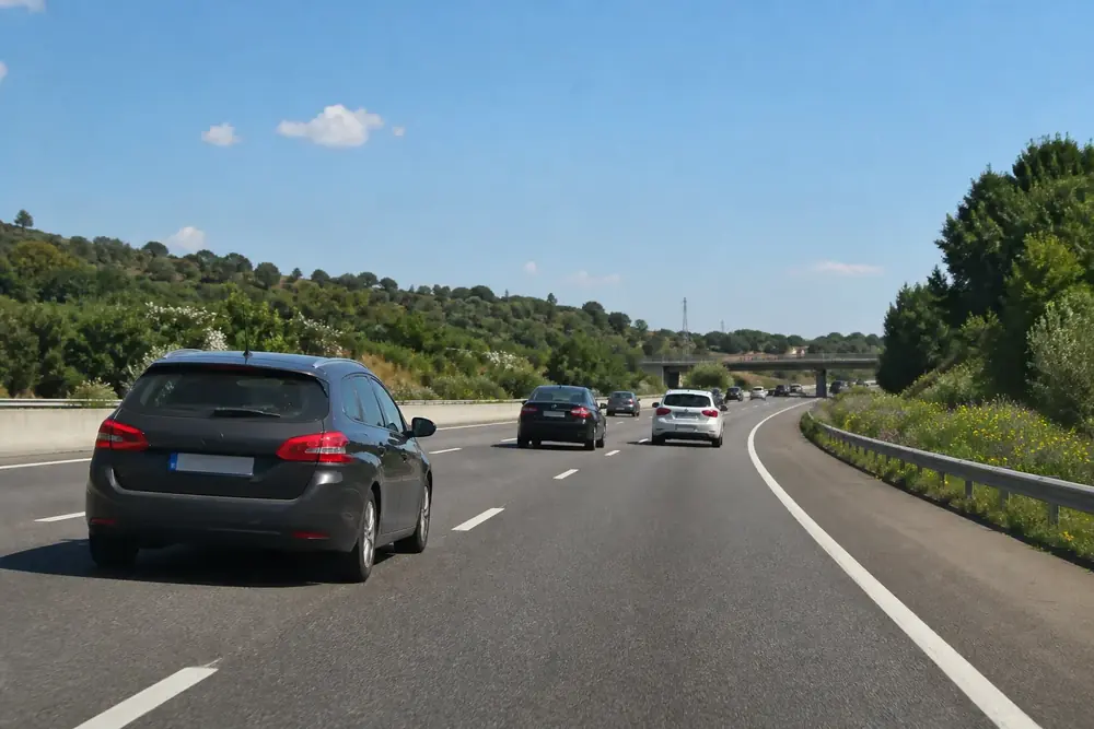 Turismo adelantando por el carril izquierdo en autovía
